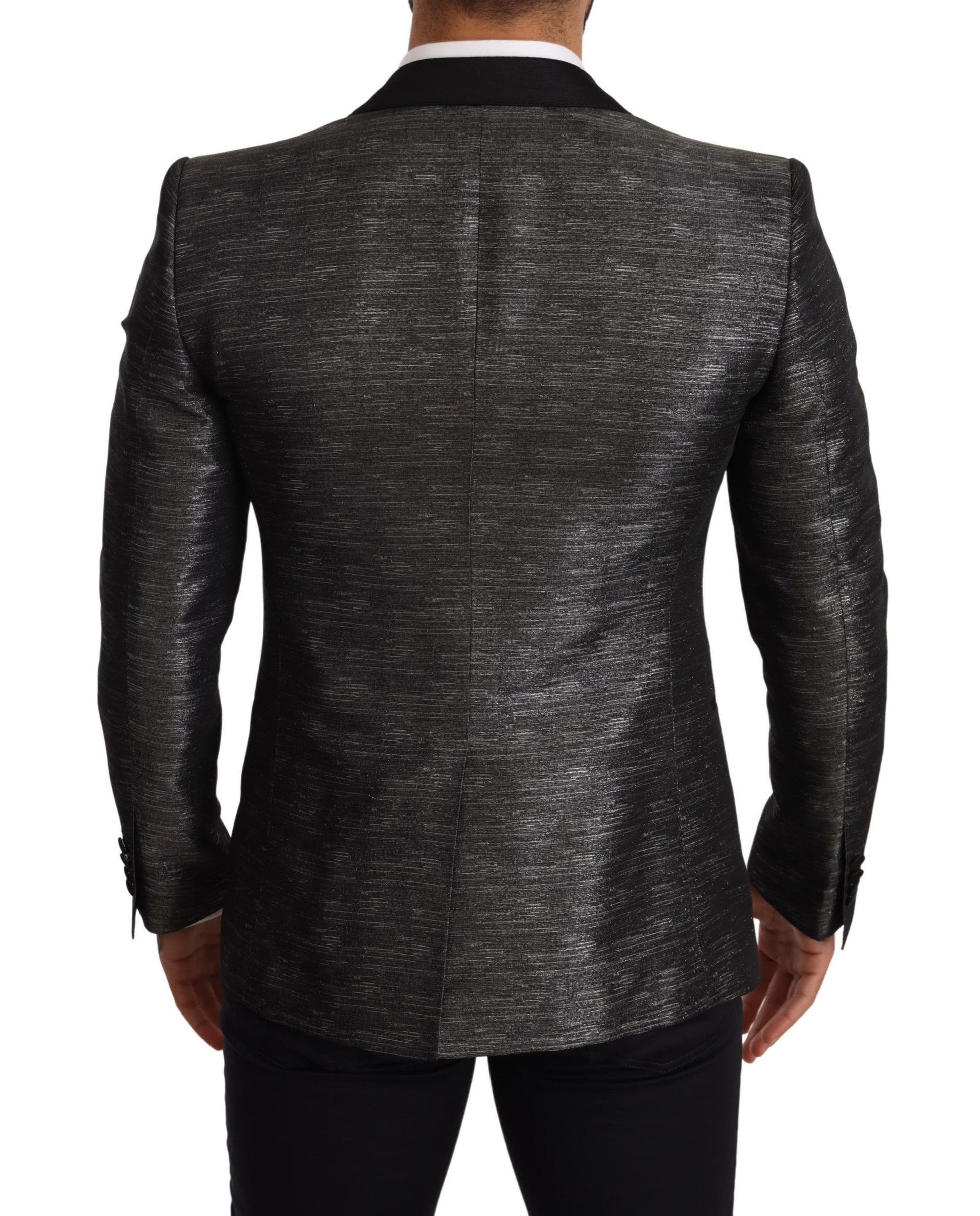 Metallic Gray Jacquard Slim Fit Blazer