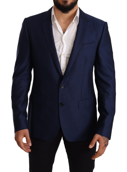 Elegante blauwe scheerwol martini blazer