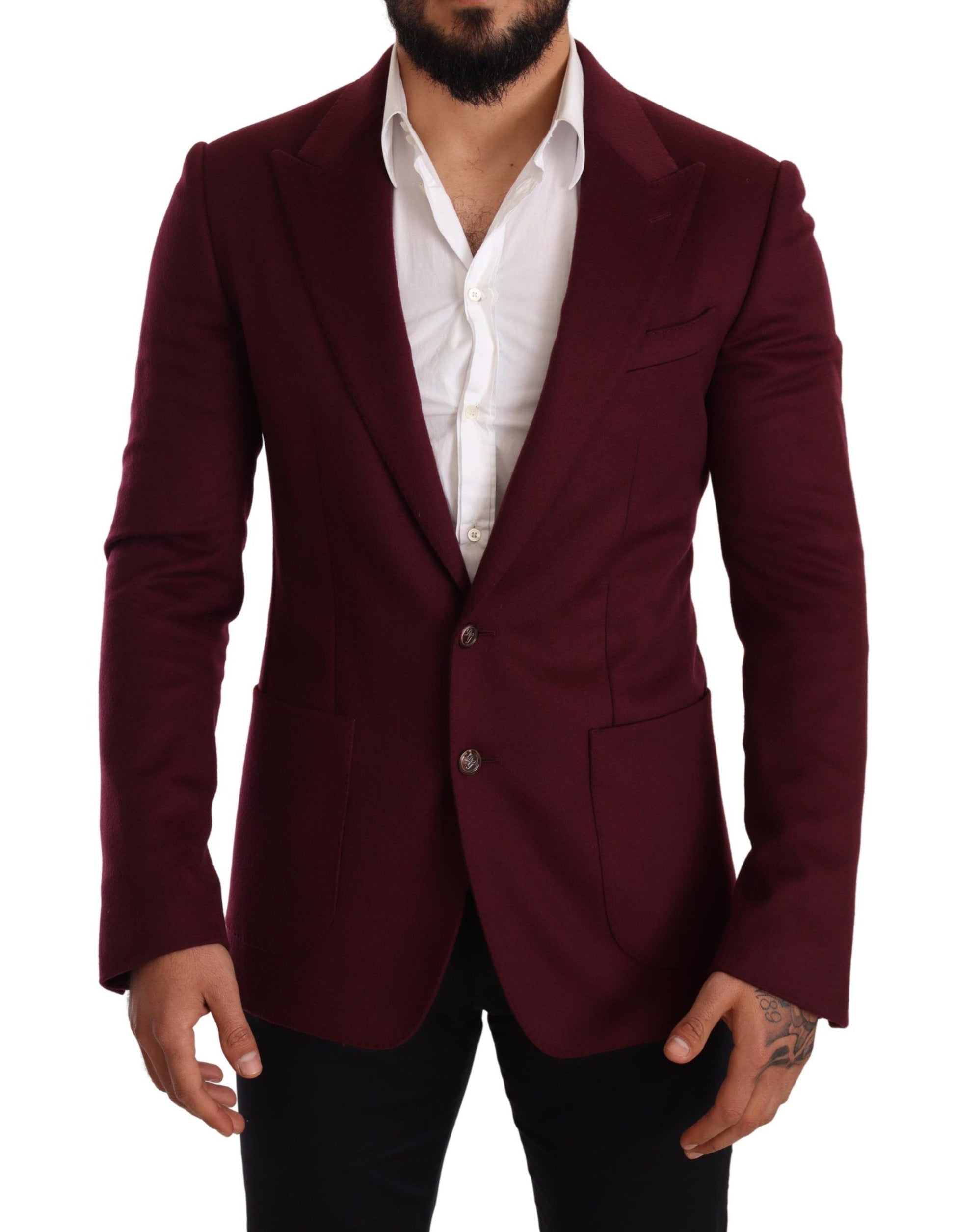 Elegante blazer de cachemir burdeos granate