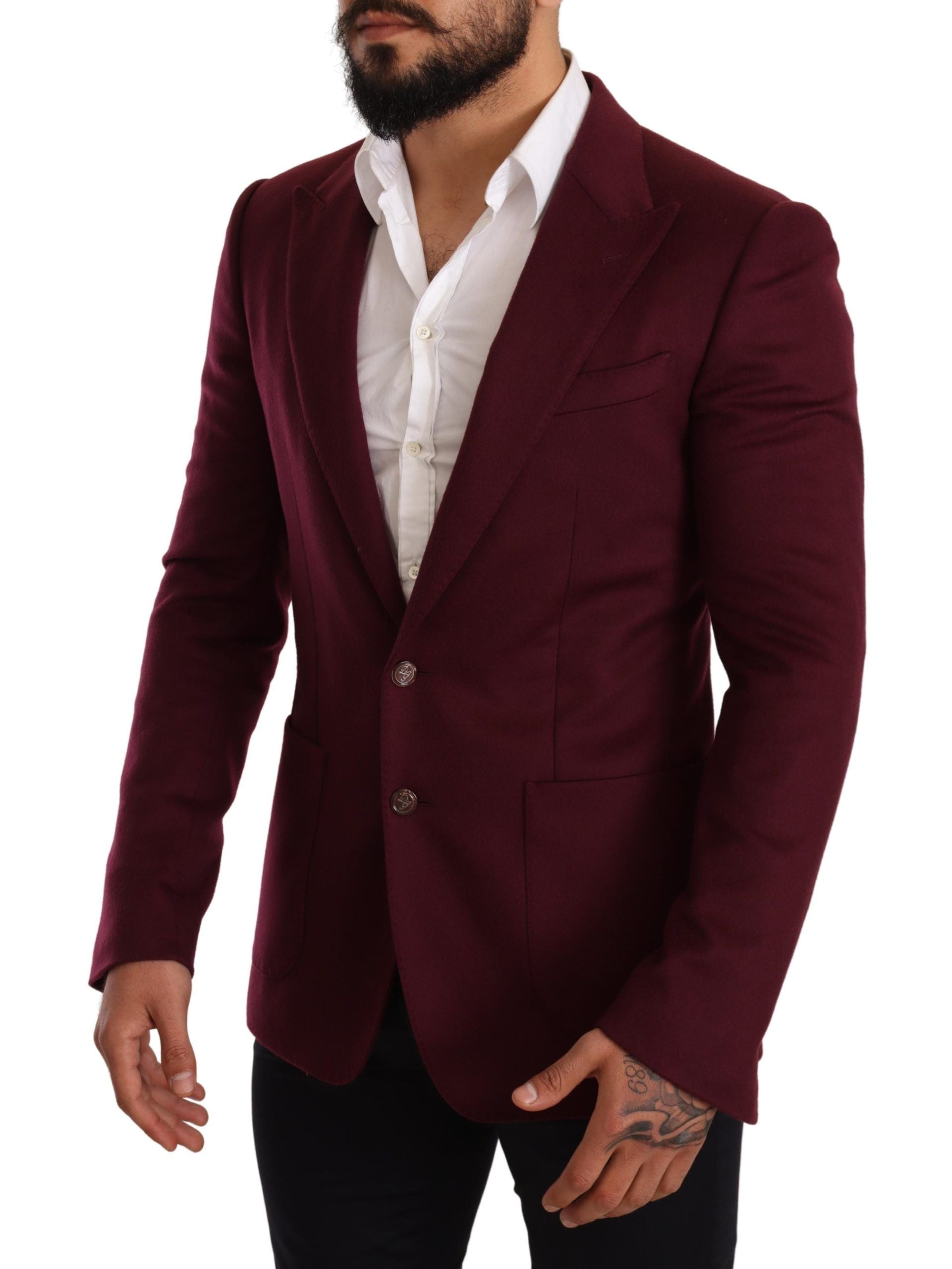 Elegante blazer de cachemir burdeos granate