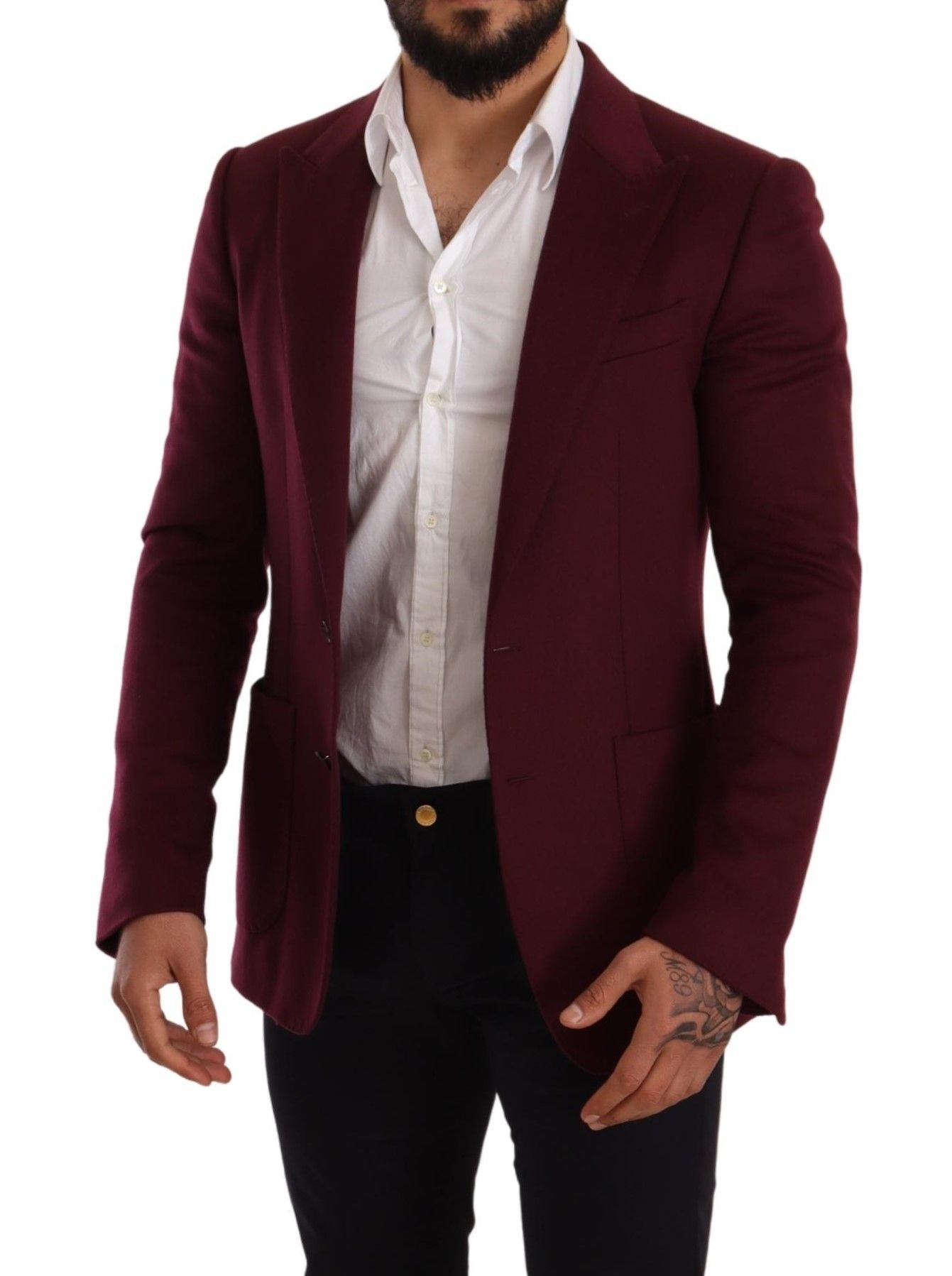 Elegante blazer de cachemir burdeos granate