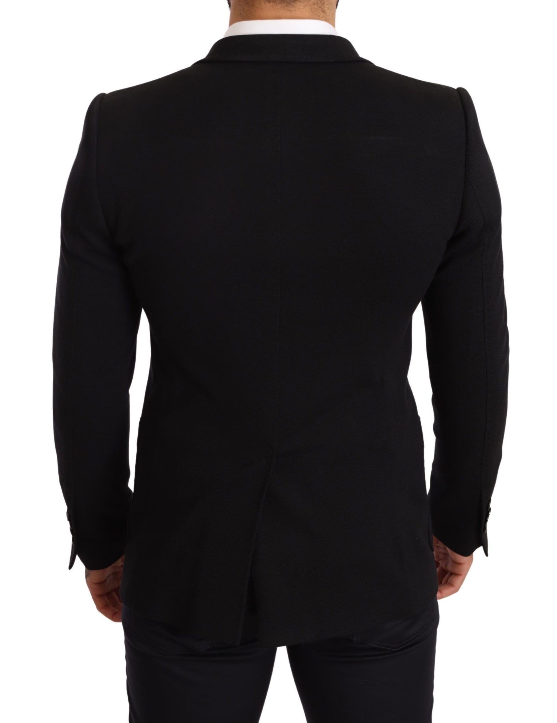 Elegante blazer de algodón negro de corte slim