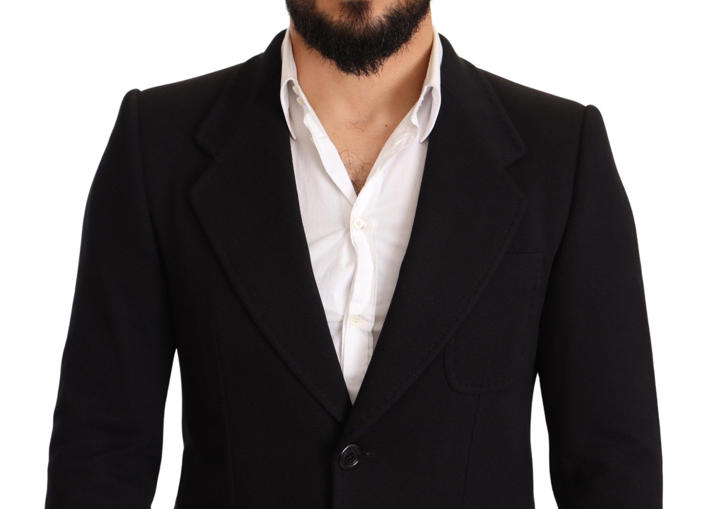 Elegante blazer de algodón negro de corte slim