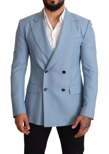 Blazer de hombre elegante de cachemira y seda azul