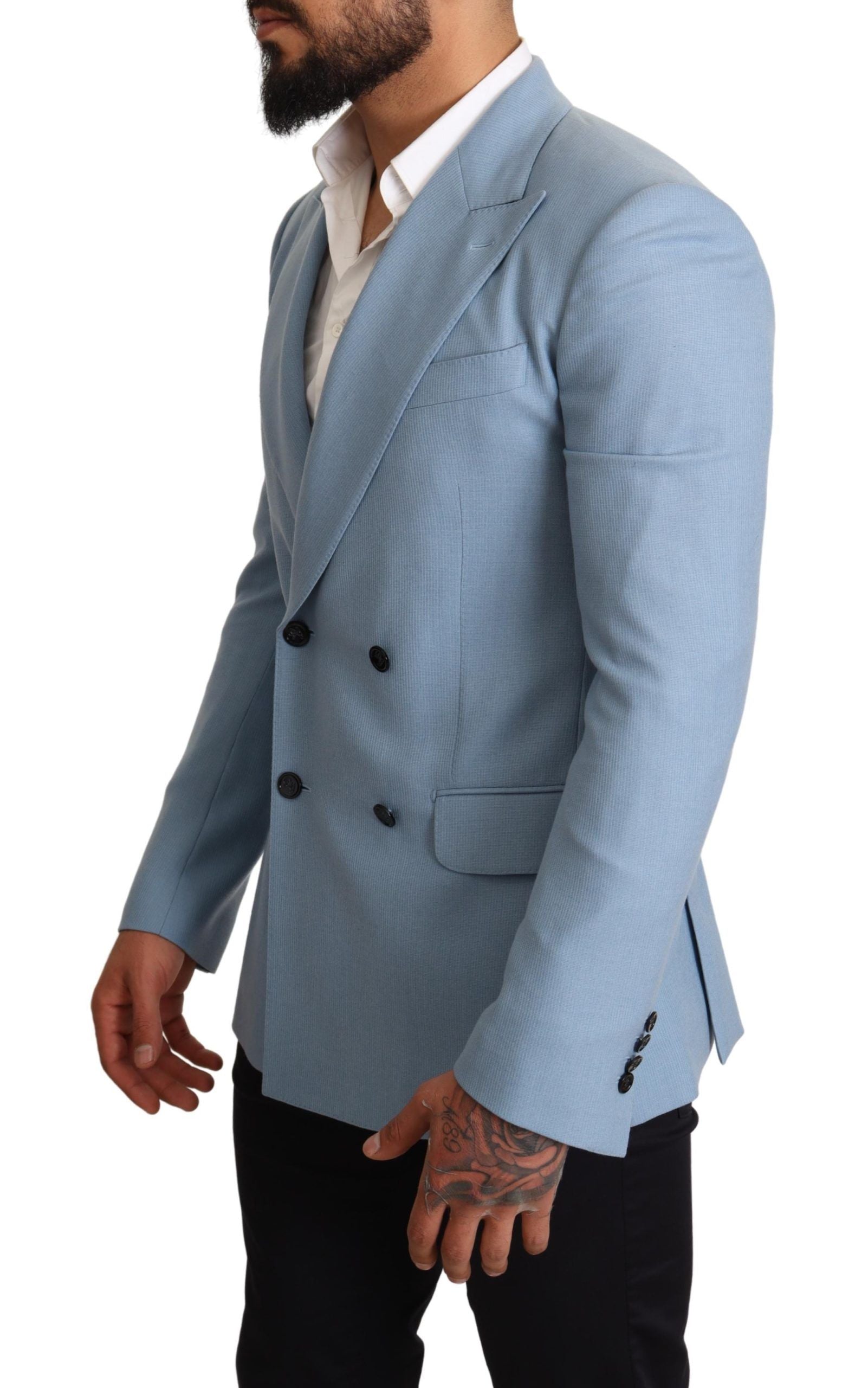 Elegante blauwe herenblazer van kasjmierzijde