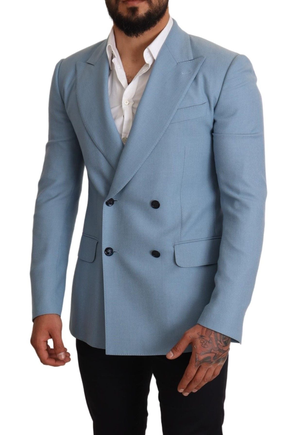 Blazer de hombre elegante de cachemira y seda azul