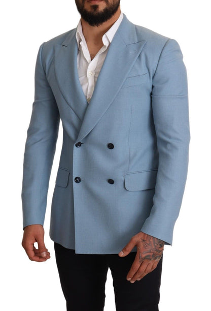 Elegante blauwe herenblazer van kasjmierzijde