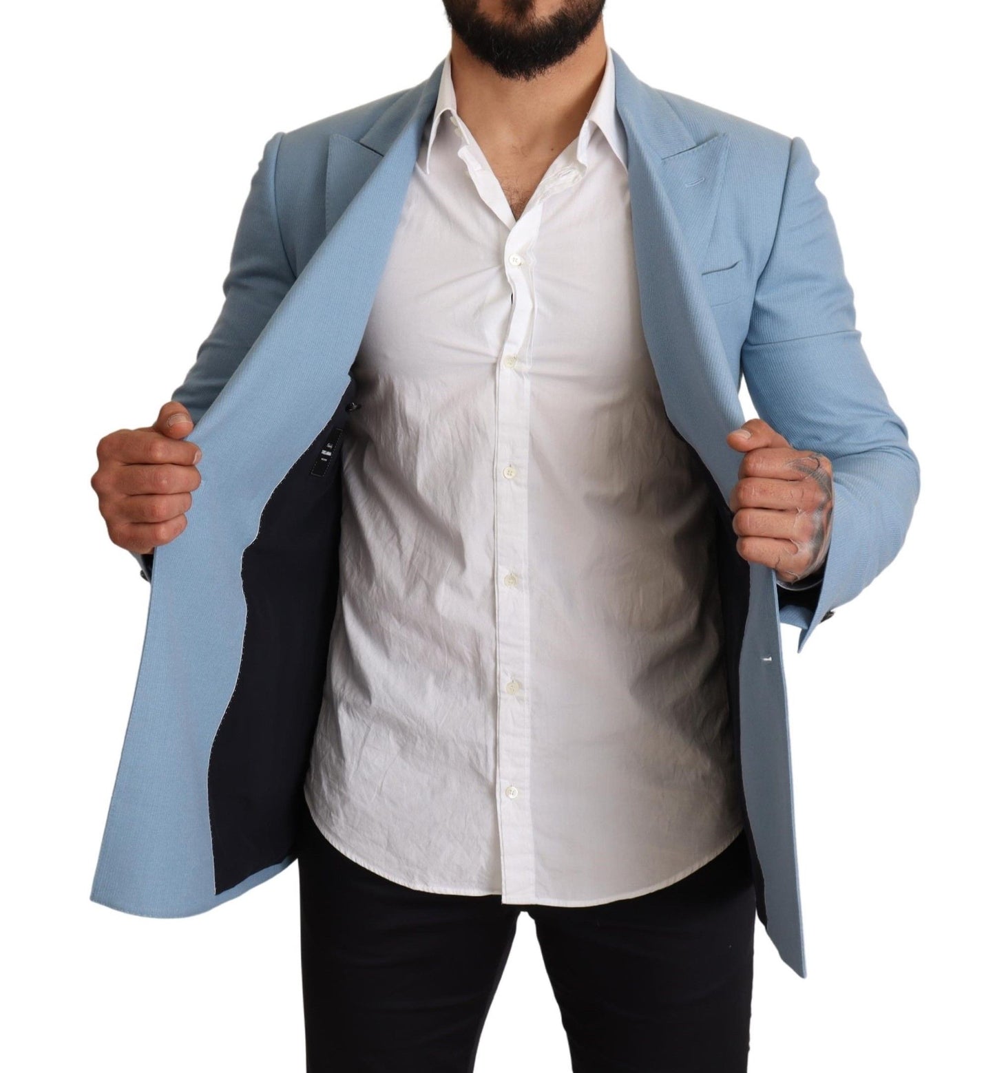 Elegante blauwe herenblazer van kasjmierzijde