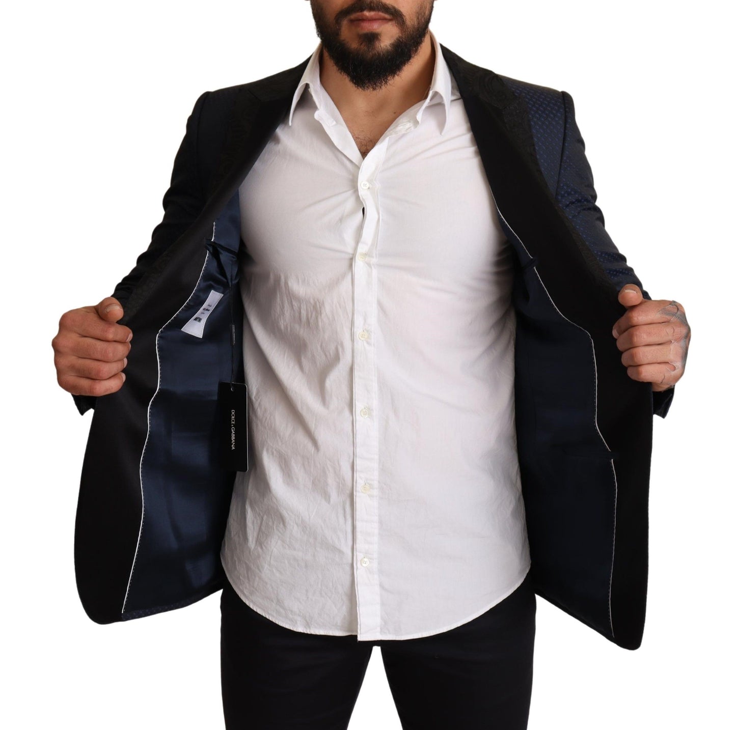 Elegante blauwe slim-fit martini-blazer