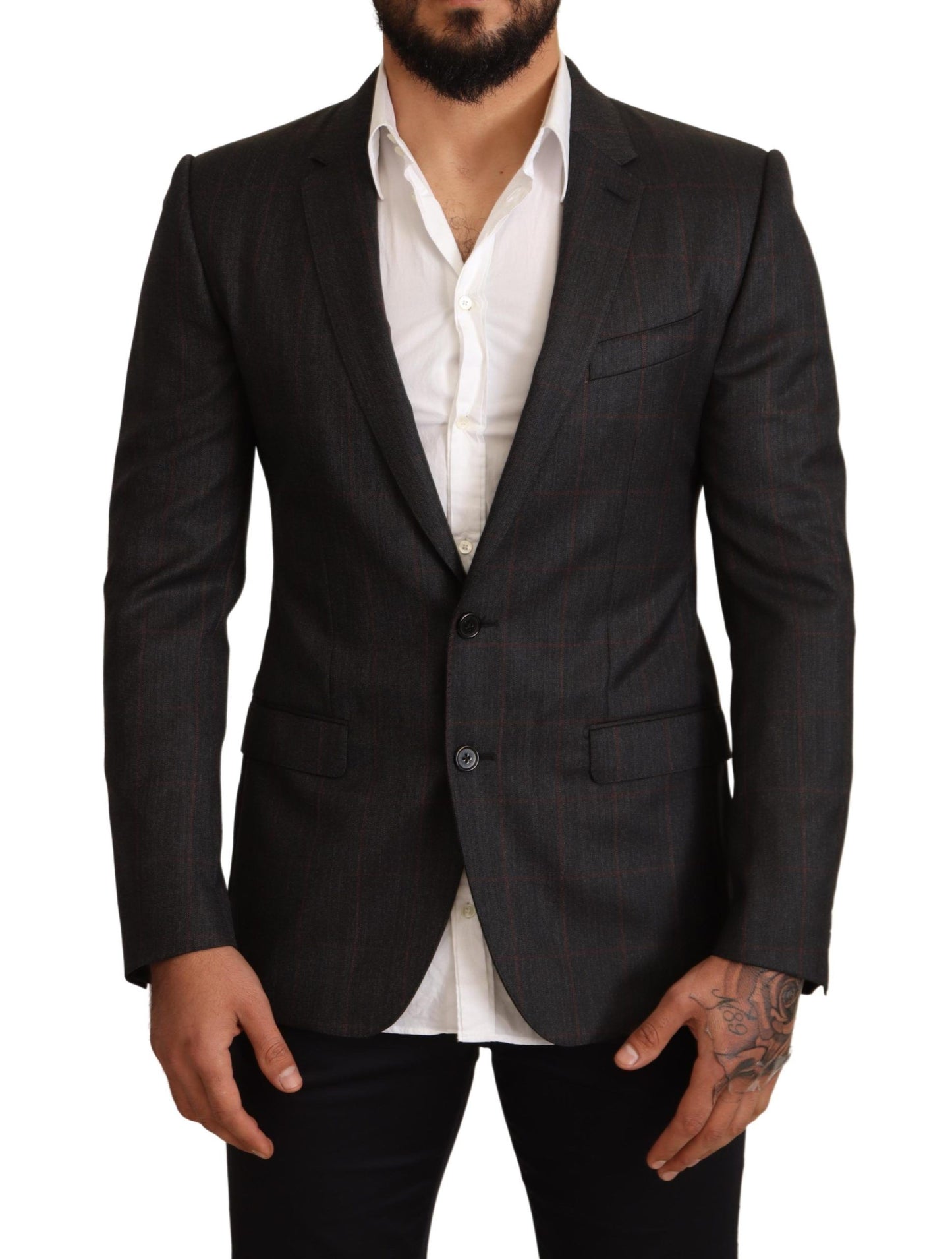 Elegante grijze geruite Martini-blazer