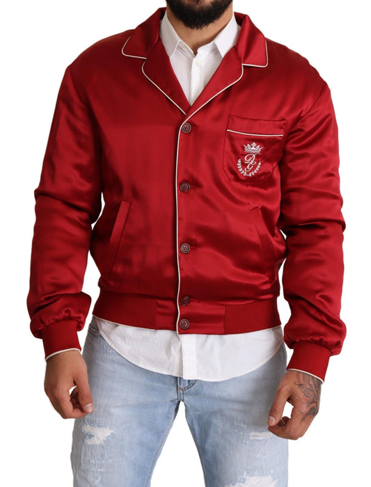 Suntuosa chaqueta bomber roja de seda