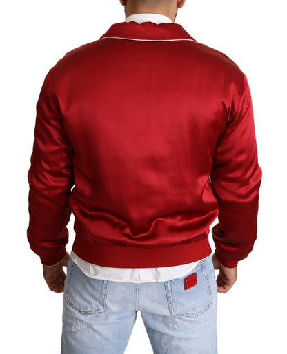 Suntuosa chaqueta bomber roja de seda