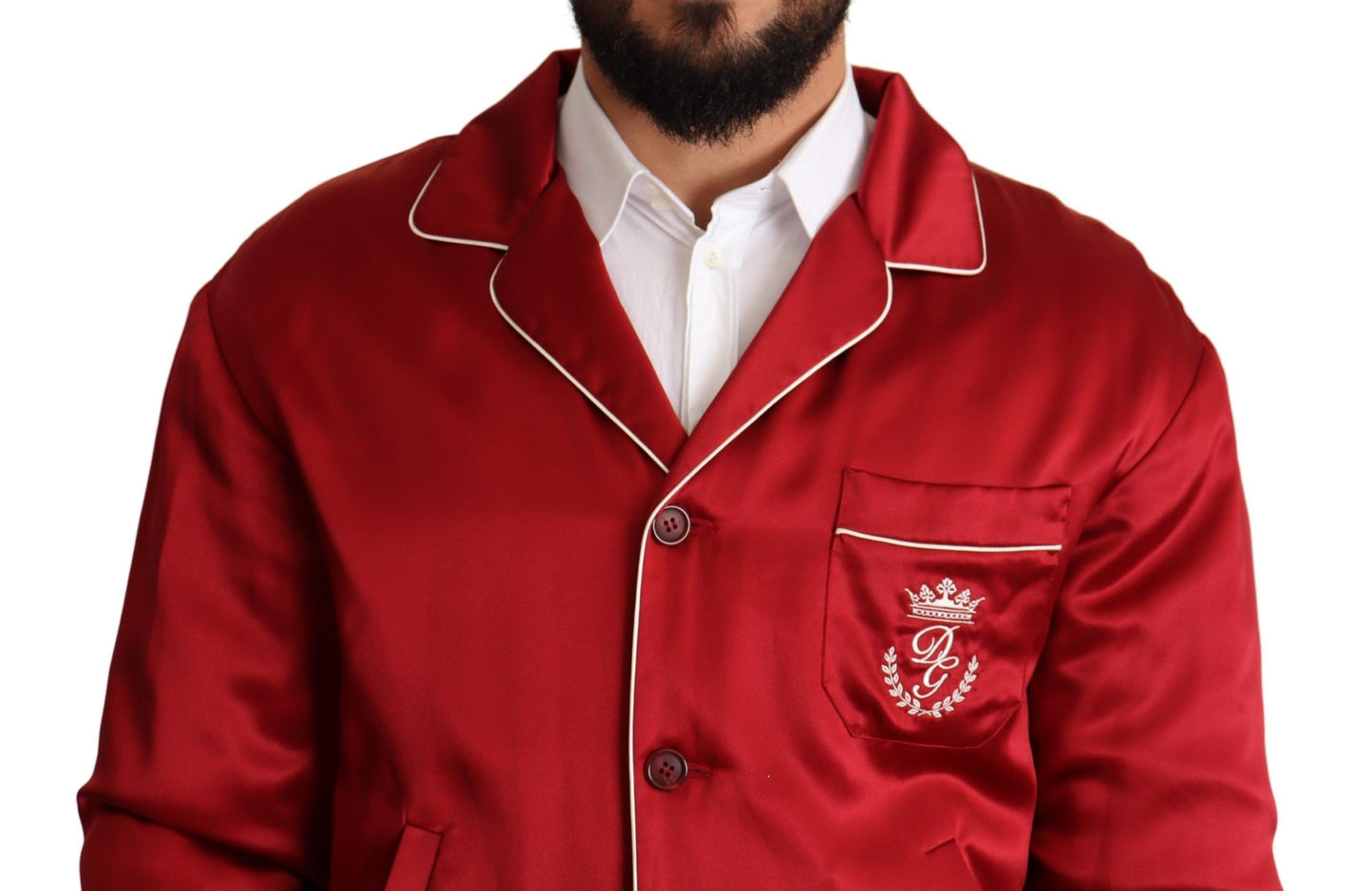 Suntuosa chaqueta bomber roja de seda