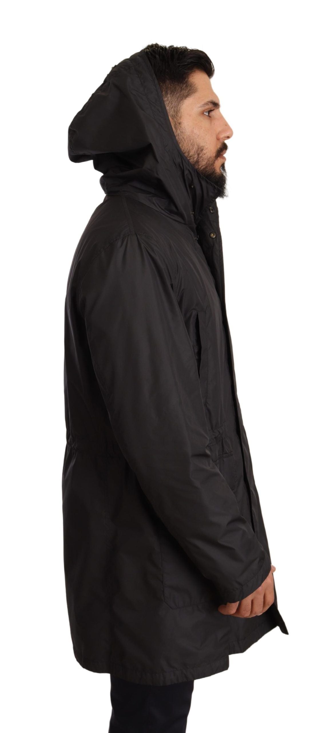 Elegant zwart blousonjack met capuchon