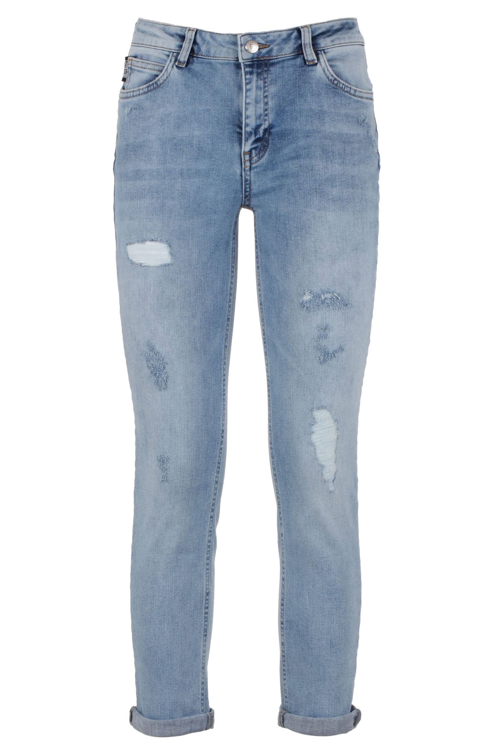 Chic Imperfect Blue Cotton Blend Denim