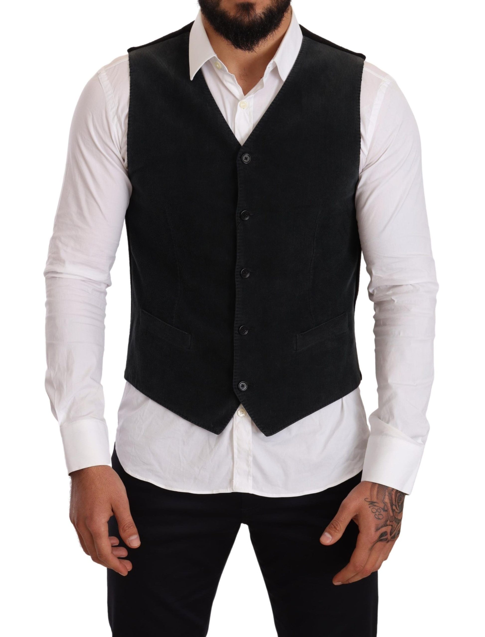 Elegant zwart katoenen formeel kledingvest