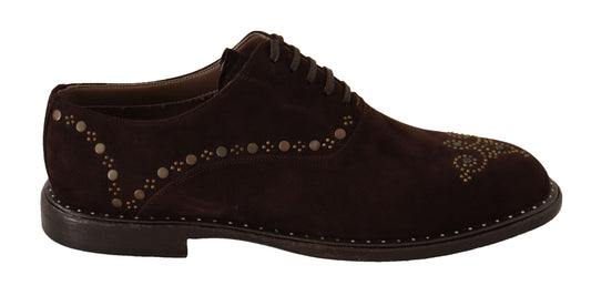 Elegante bruine suède derbyschoenen met studs