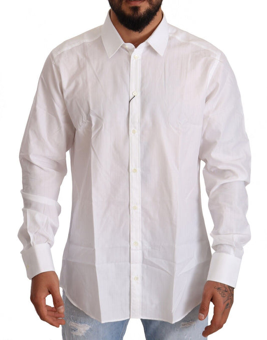 Camisa blanca de corte Martini de algodón