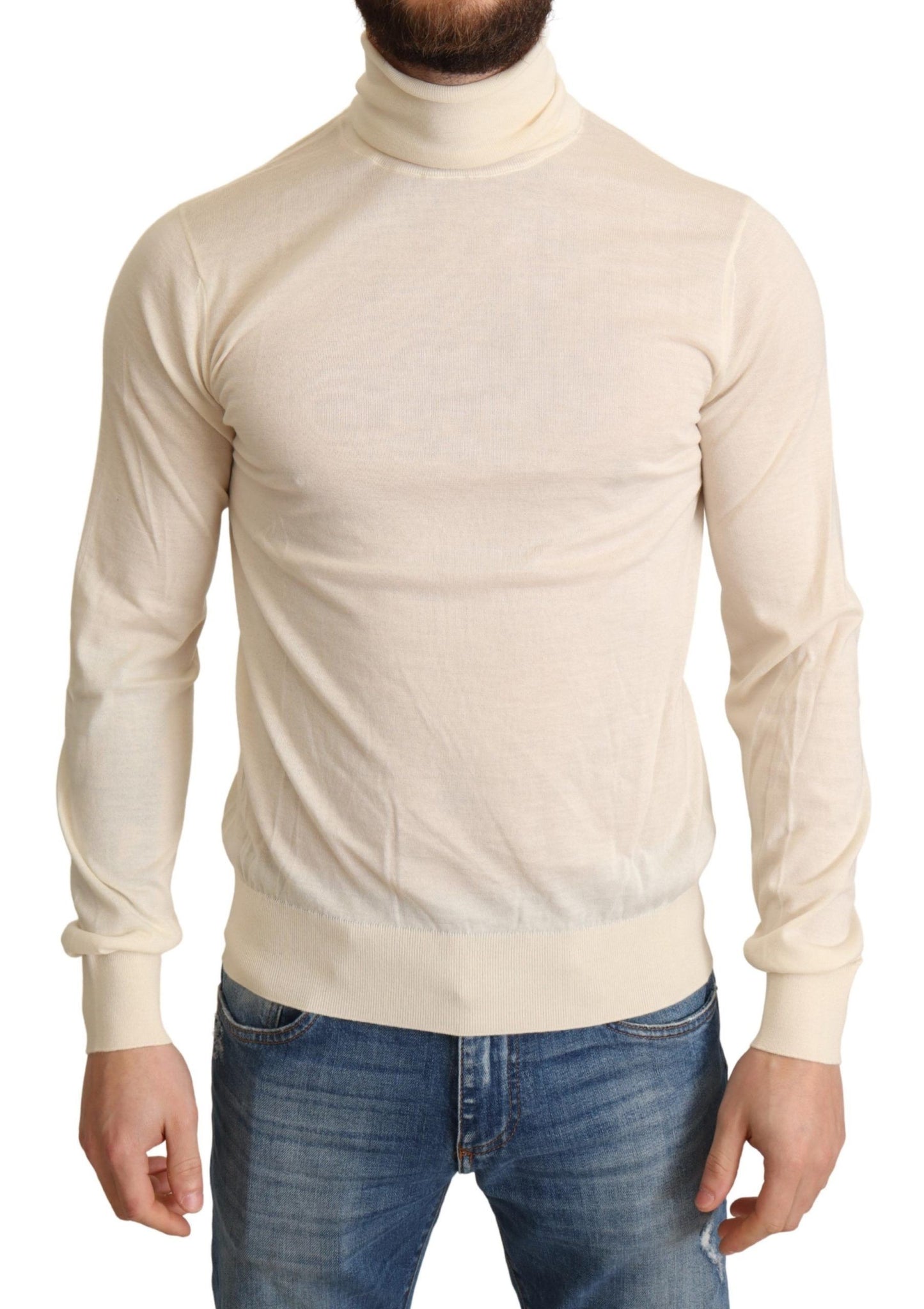 Cream Cashmere Turtleneck Sweater