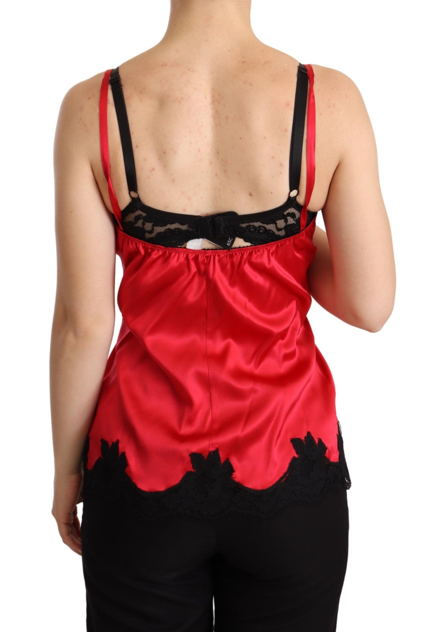 Enchanting Red Silk Blend Lace Camisole