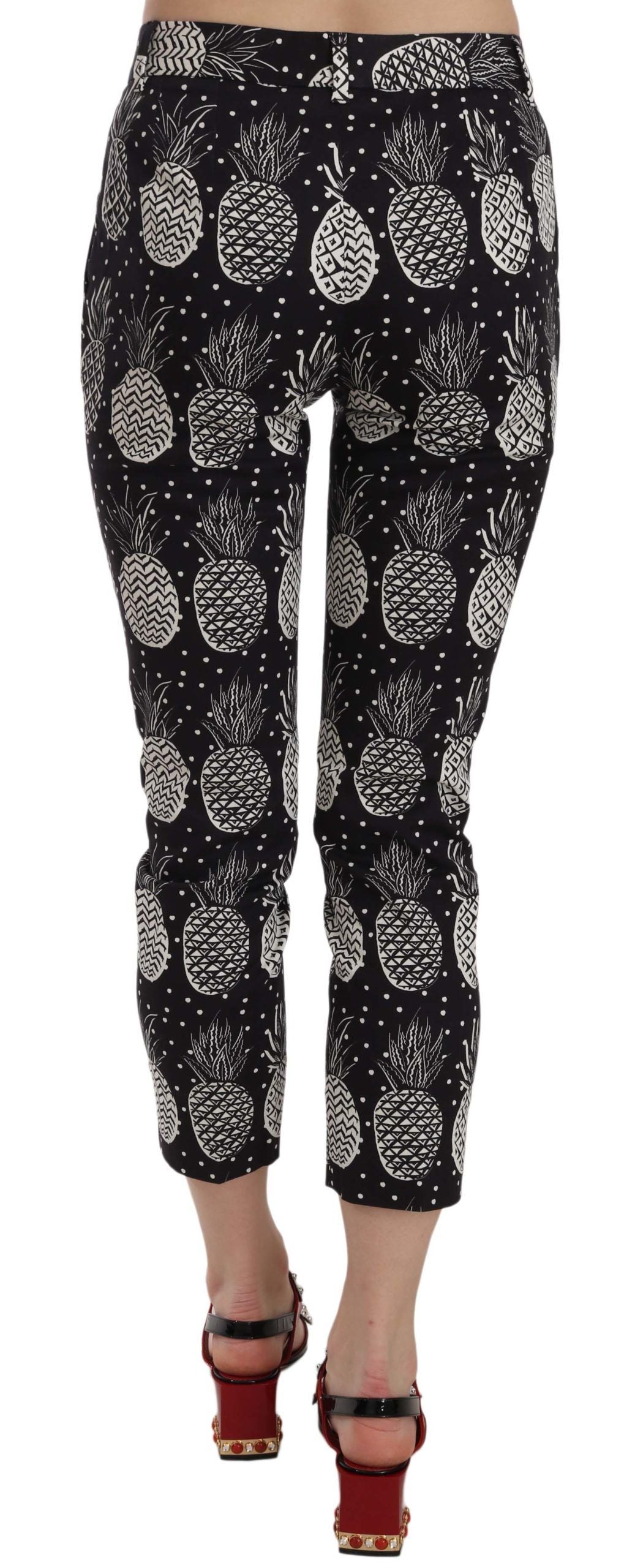 Zwarte skinny capribroek met ananasprint