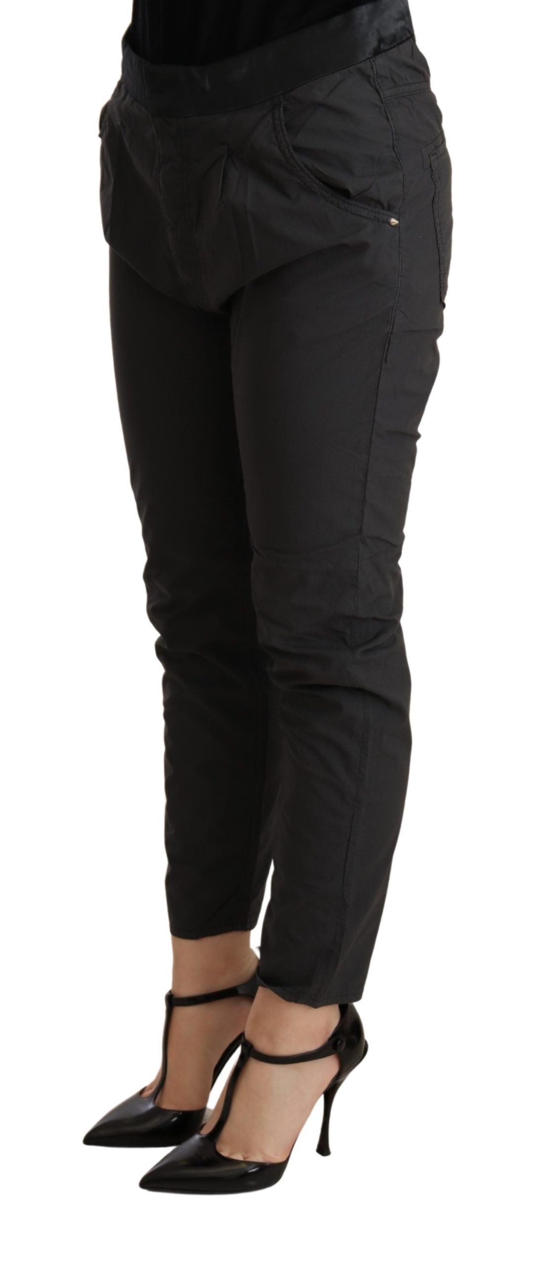 Elegant Mid Waist Slim Fit Skinny Pants