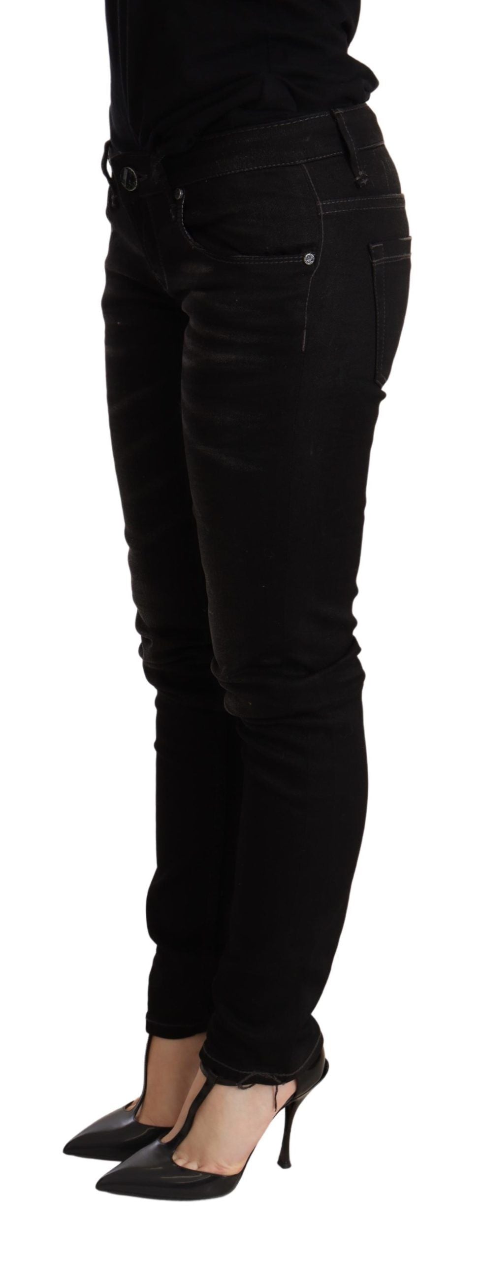 Chic Black Low Waist Skinny Denim