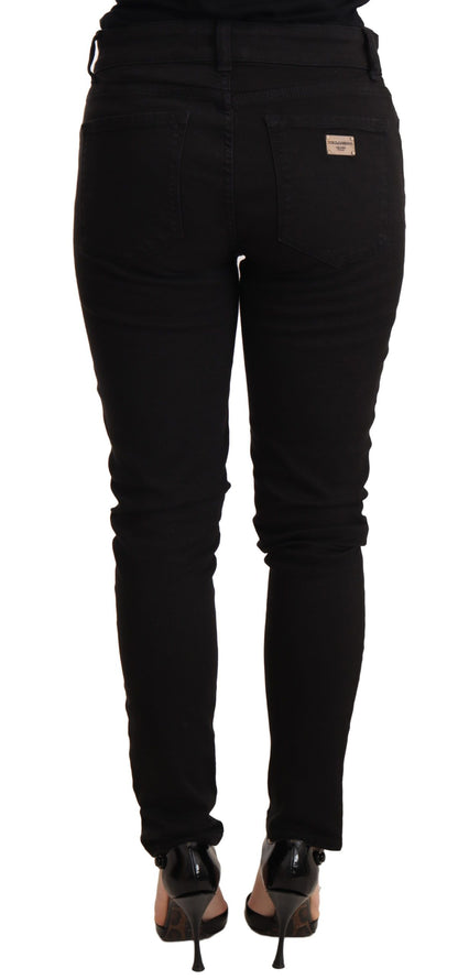 Elegant Slim-Fit Black Denim Jeans