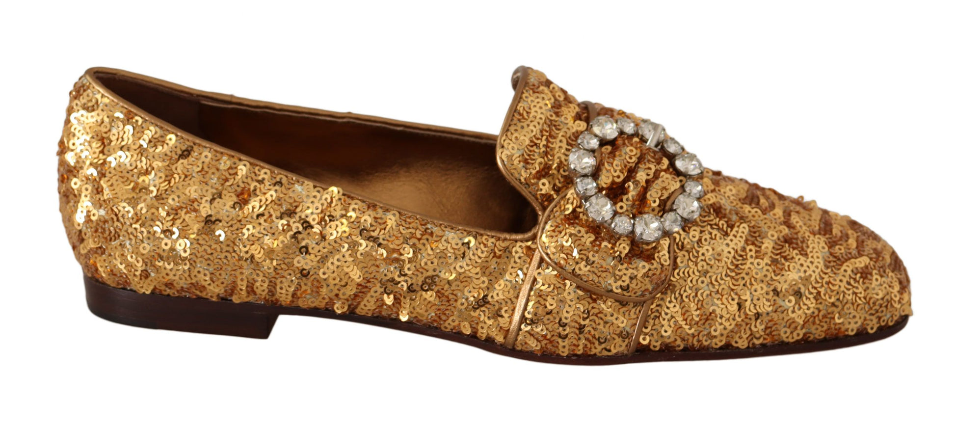 Gouden pailletten kristal platte dames loafers schoenen