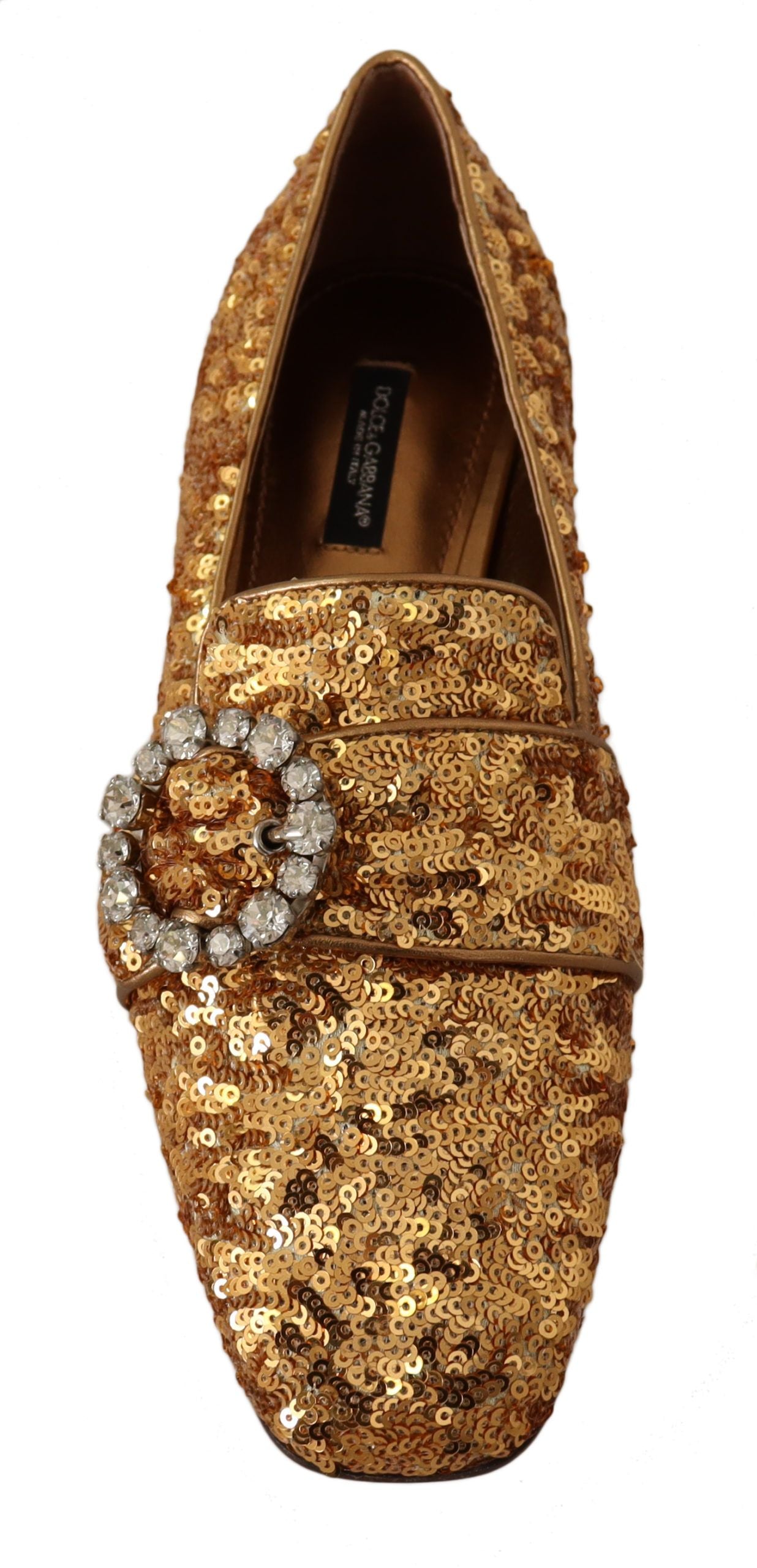 Gouden pailletten kristal platte dames loafers schoenen