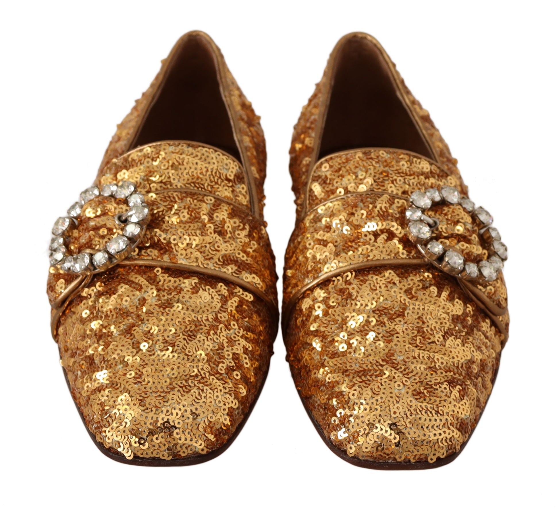 Gouden pailletten kristal platte dames loafers schoenen