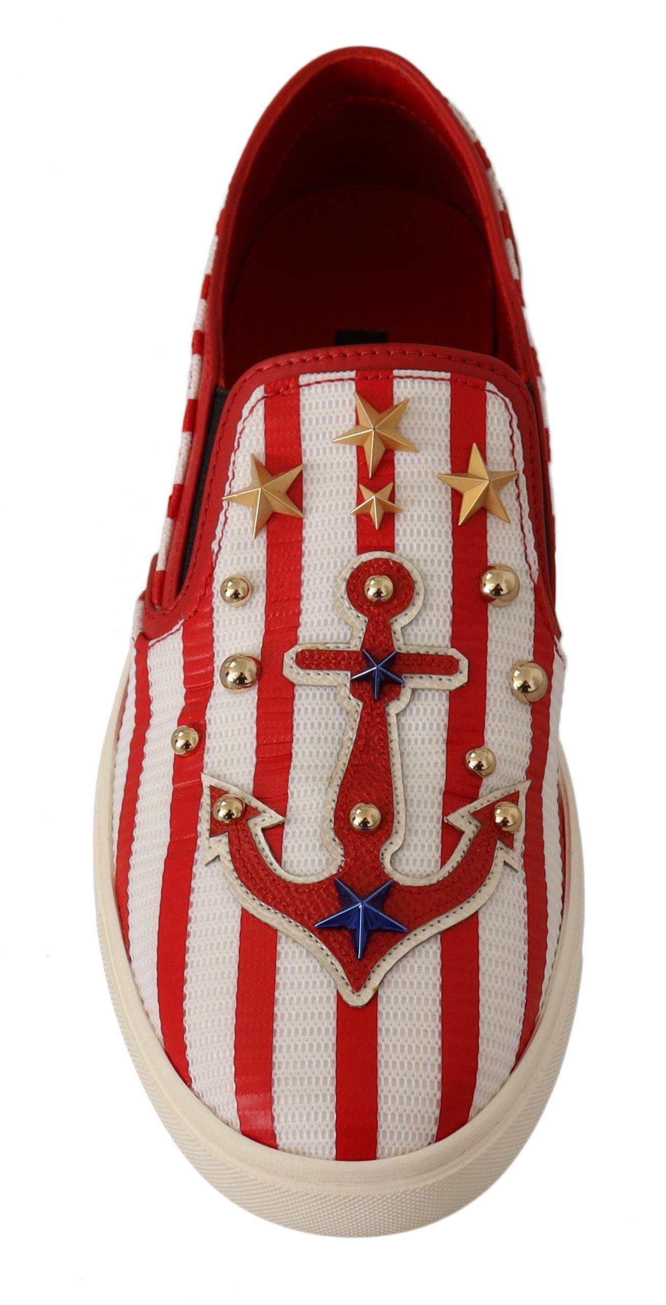 Rood witte anker bezaaid loafers schoenen