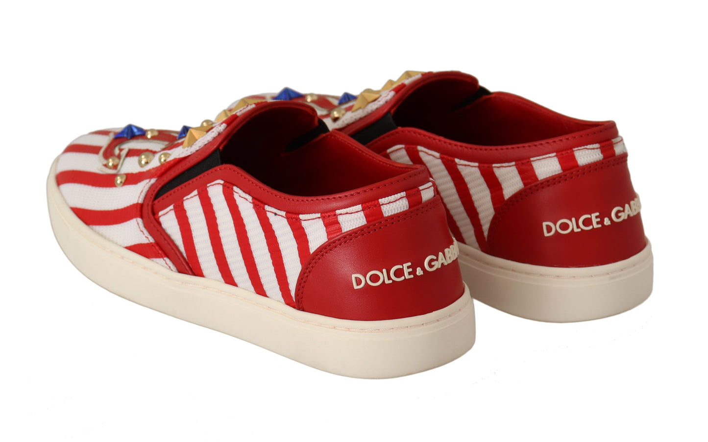 Rood witte anker bezaaid loafers schoenen