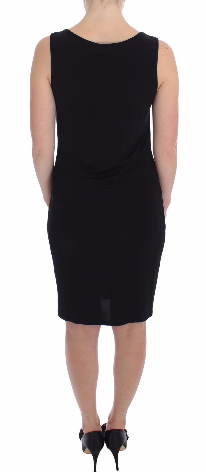 Elegant Black Sheath Jersey Knee-Length Dress