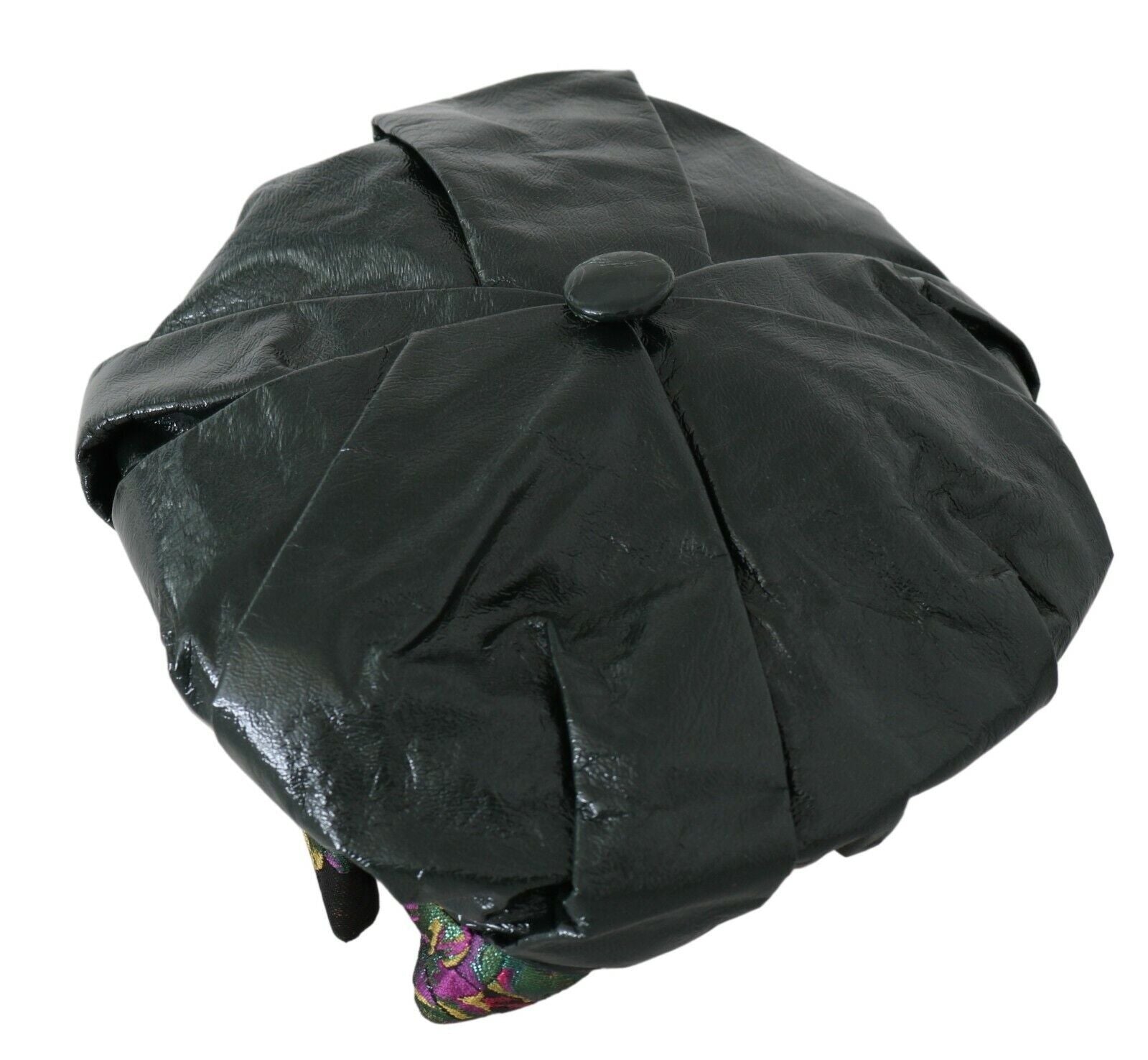 Elegant Black Beret Cap with Floral Lining