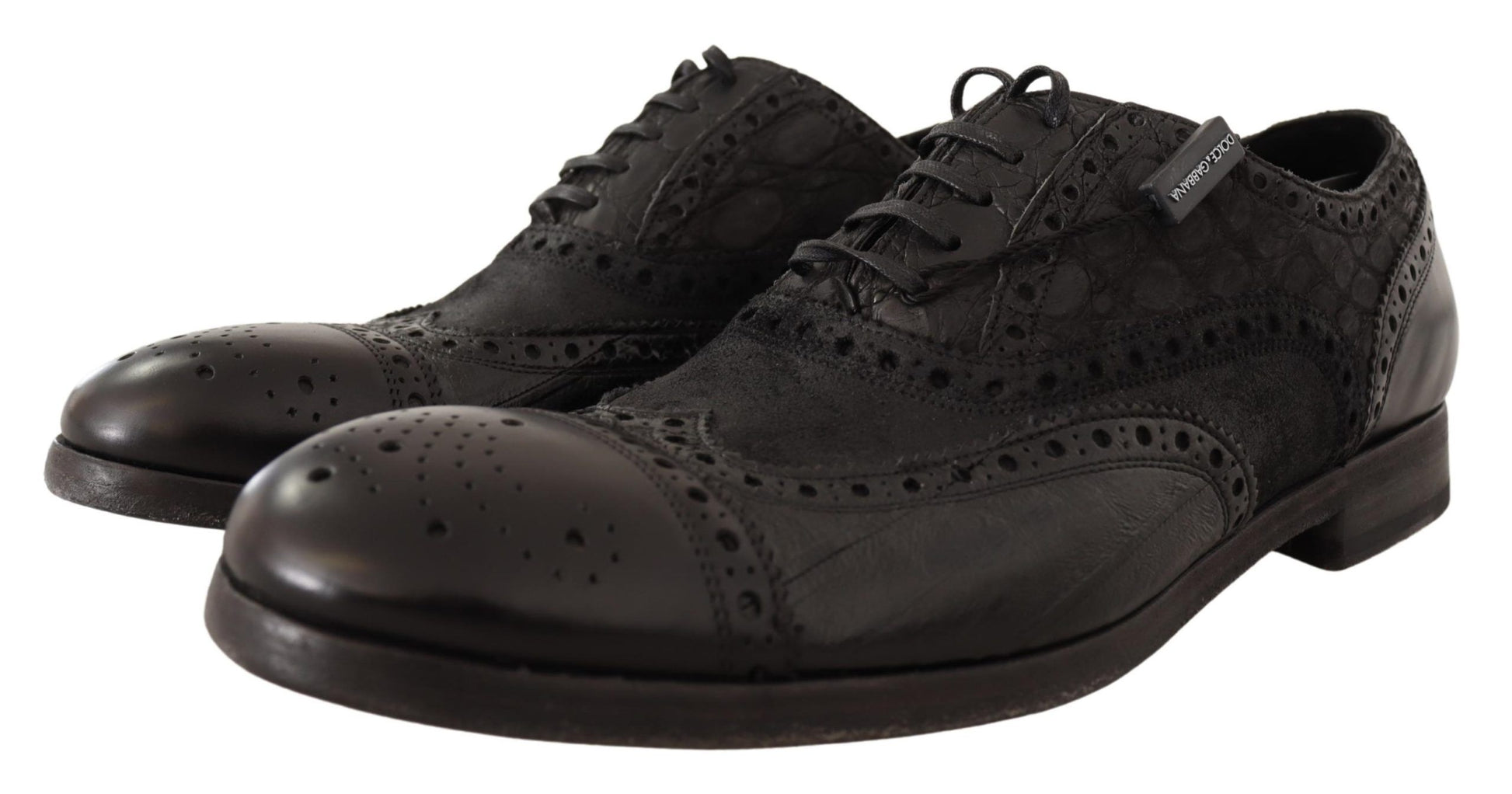 Zapatos de vestir Derby Brogue de cuero exótico