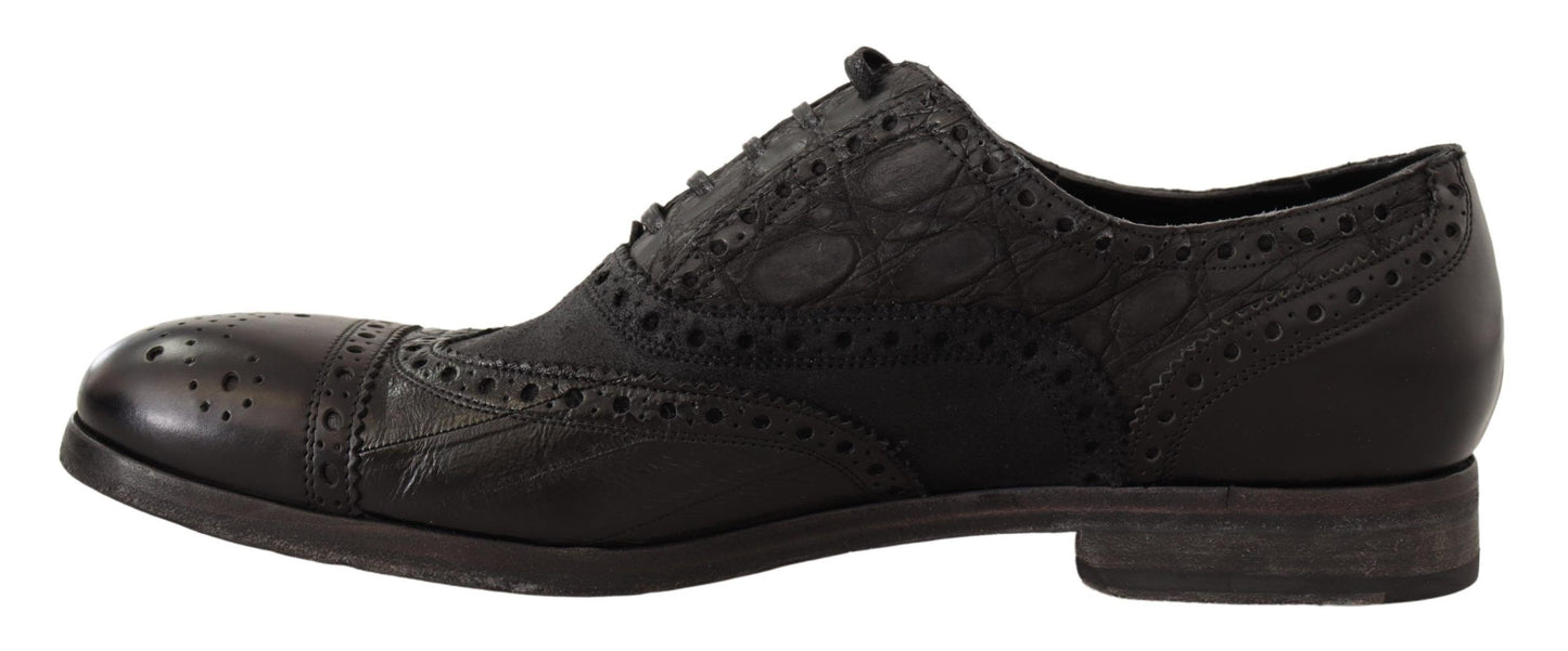 Zapatos de vestir Derby Brogue de cuero exótico