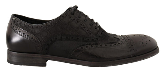 Zapatos de vestir Derby Brogue de cuero exótico