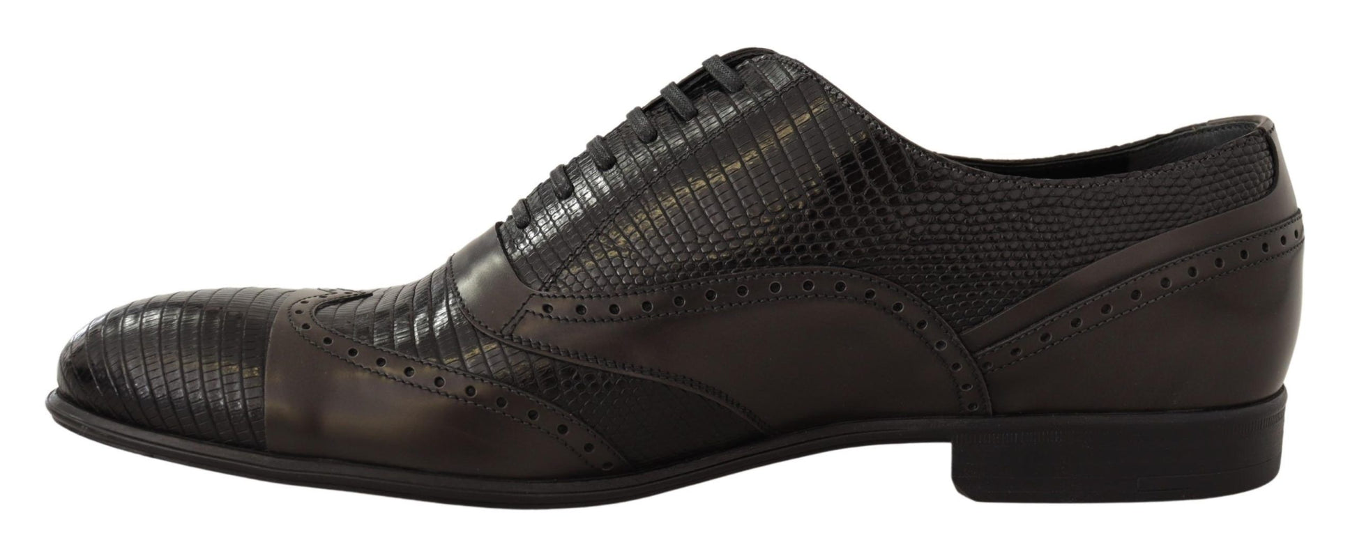 Elegantes zapatos Oxford de piel de lagarto marrón