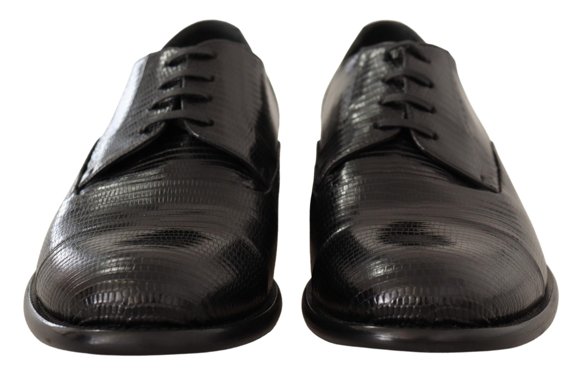 Elegant Black Lizard Skin Derby Shoes