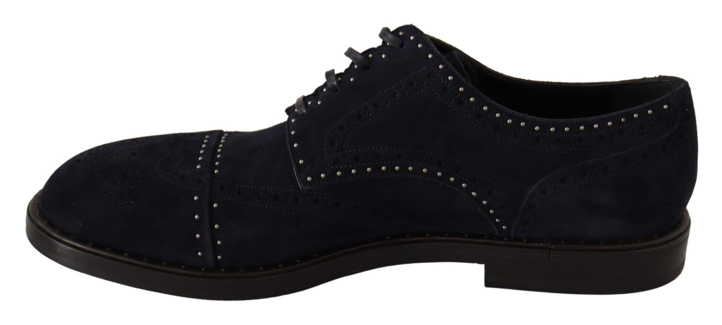 Elegante suède derbyschoenen met zilveren studs