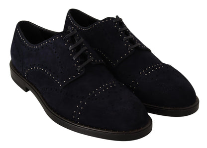 Elegante suède derbyschoenen met zilveren studs