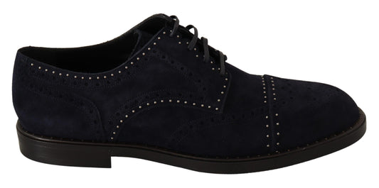 Elegante suède derbyschoenen met zilveren studs