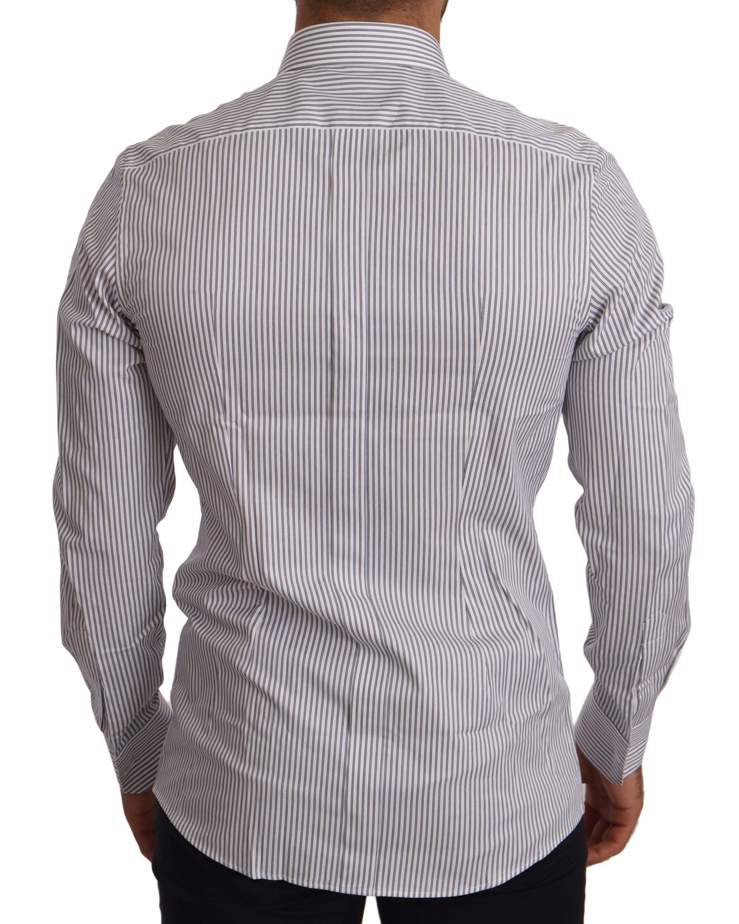 Camisa elegante de algodón a rayas de corte slim