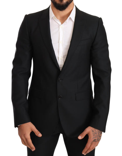 Sleek Black Virgin Wool Martini Suit