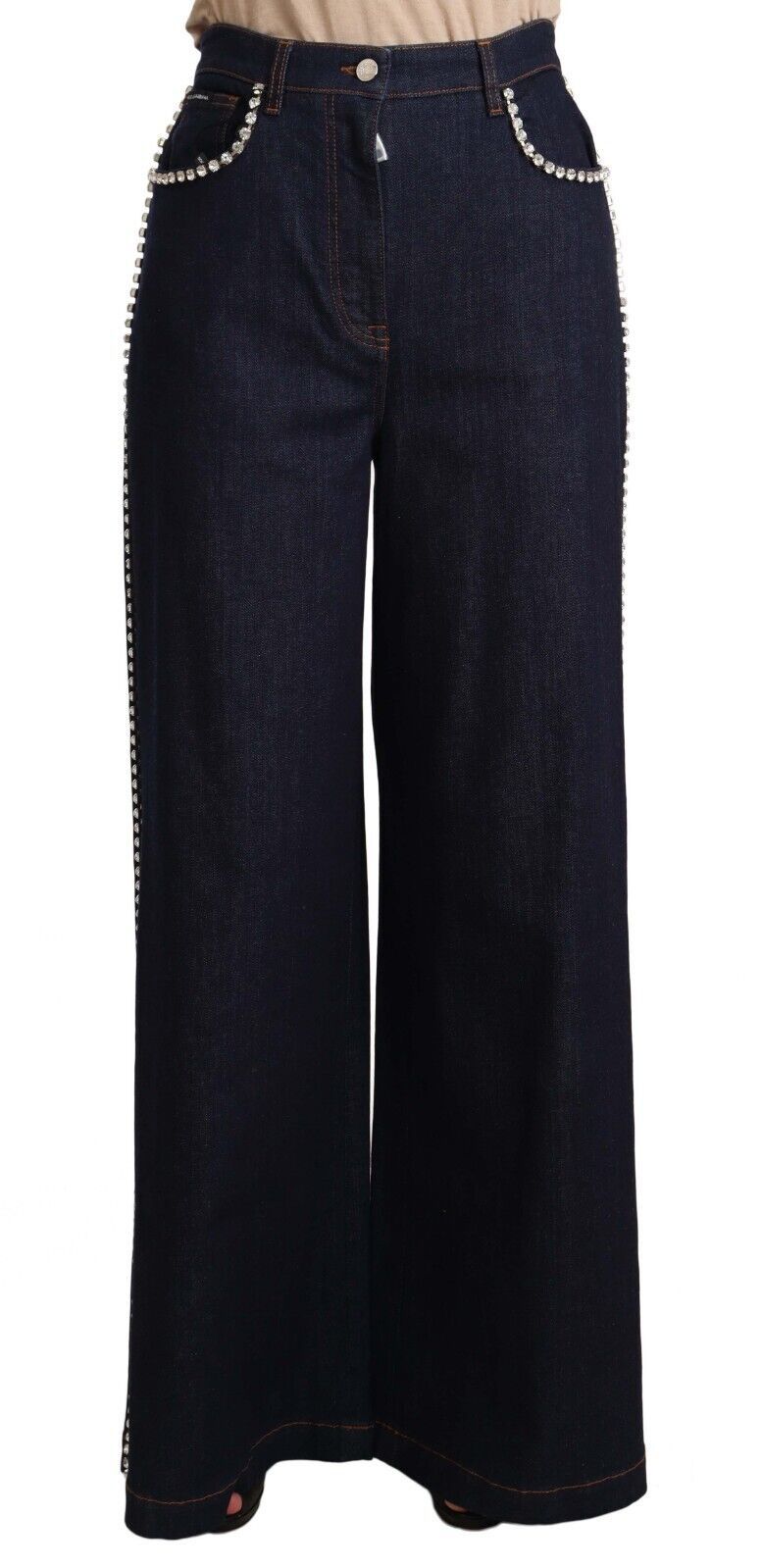 Elegante donkerblauwe flare-denimjeans