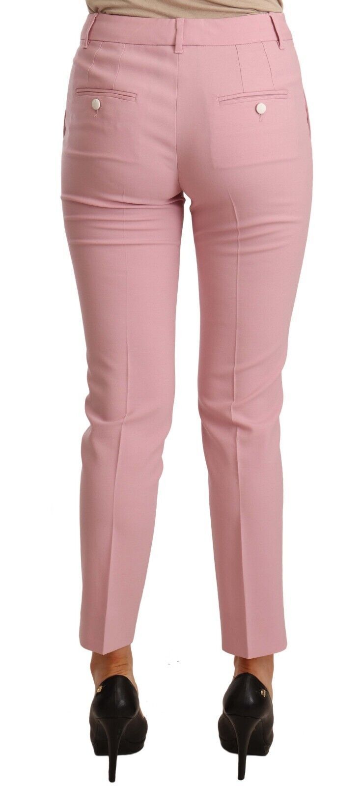 Elegante roze cropped broek van scheerwol