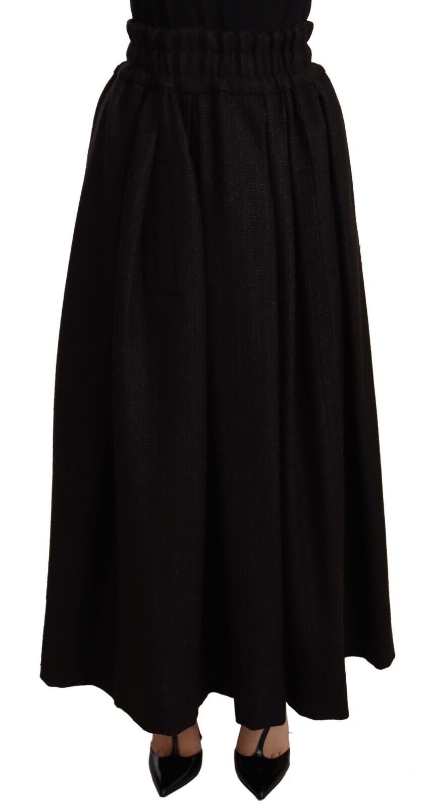 Elegante maxi-a-lijn wollen rok met hoge taille