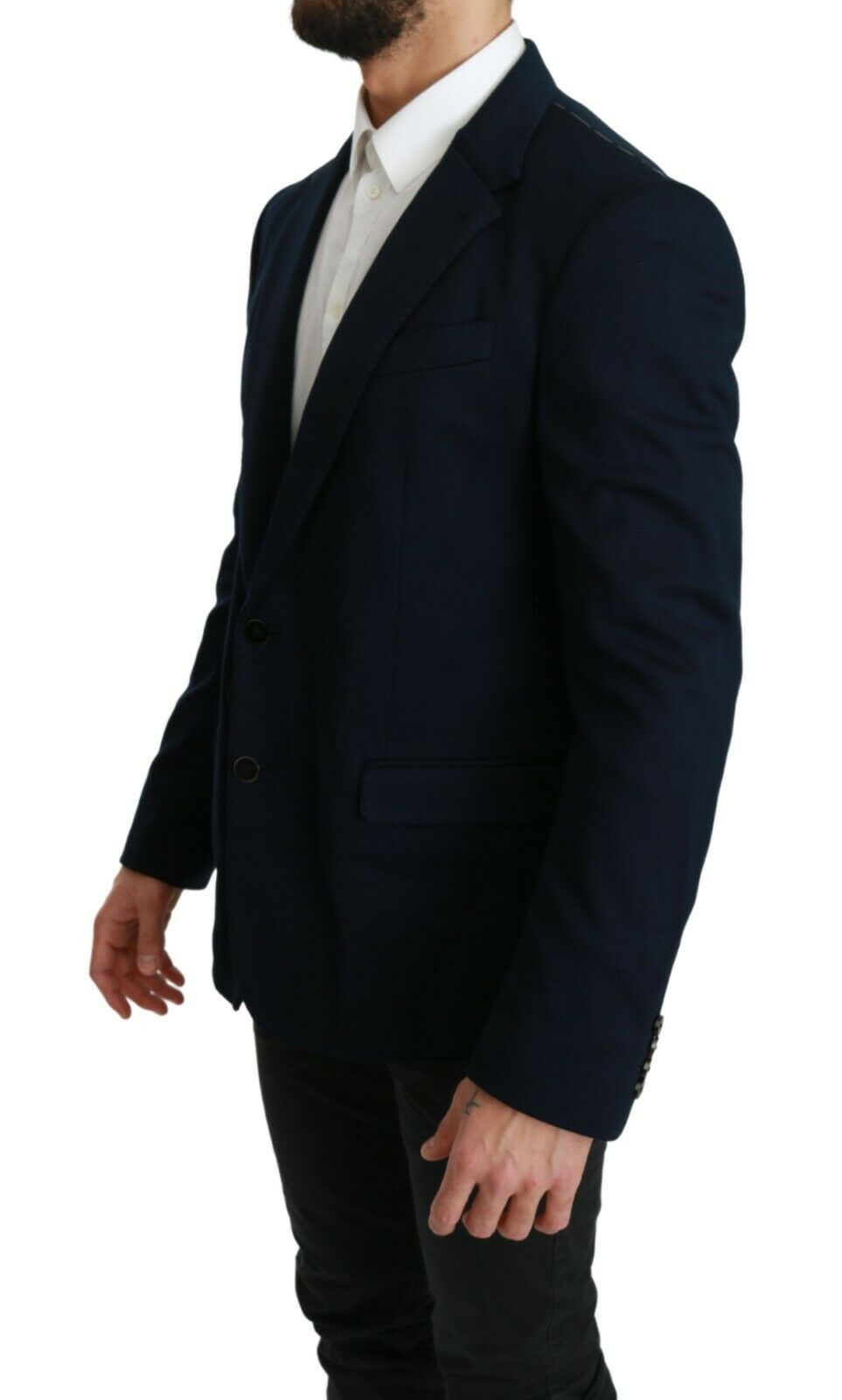 Elegante blazer de hombre azul oscuro de corte slim