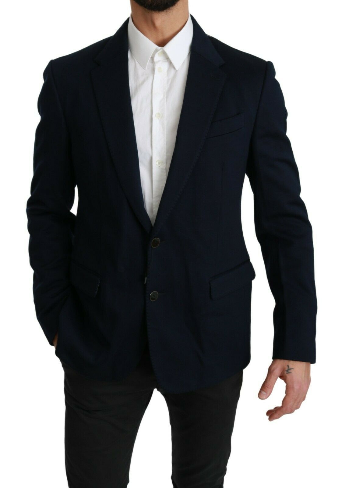 Elegante blazer de hombre azul oscuro de corte slim